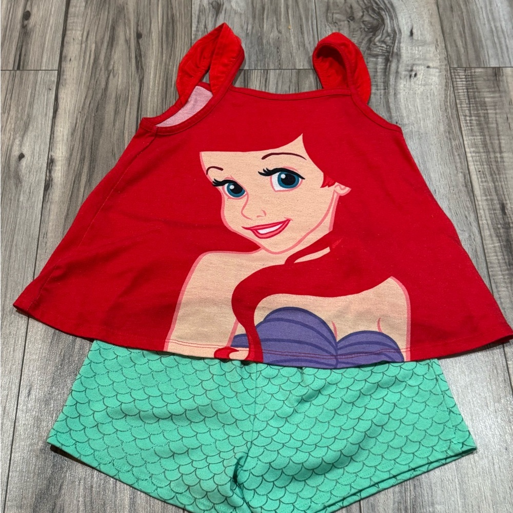 Red Ariel Tank Top and Green Mermaid Shorts Pajamas